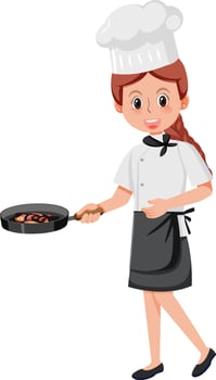 A professional chef holding pan vector