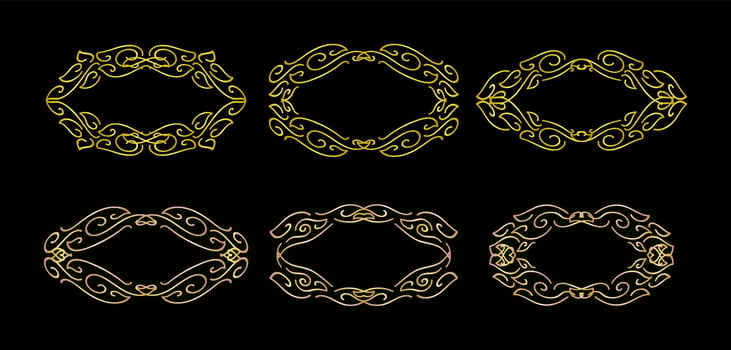 Gold Borders Elements Set Collection, ornament Vector, frame vector