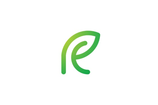 letter R green leaf nature logo design vector graphic