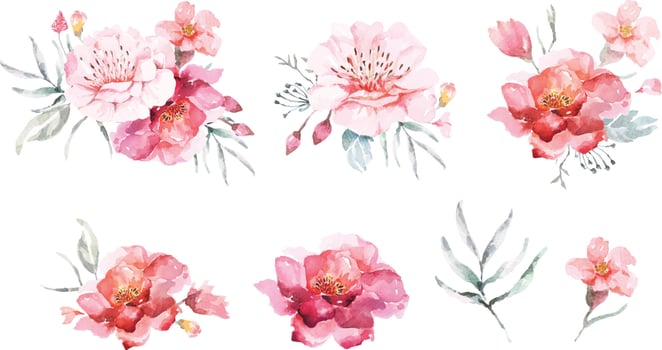 Bouquet of roses painted with watercolors 6 vector