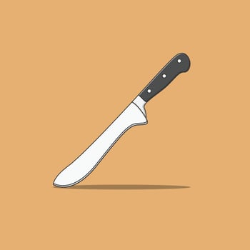 Butcher Knife Vector Icon Illustration. Kitchen Knife Vector. Flat Cartoon Style Suitable for Web Landing Page, Banner, Flyer, Sticker, T-Shirt, Card