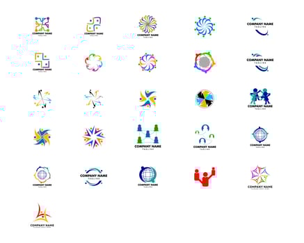 Set of Teamwork Management People Group Logo vector