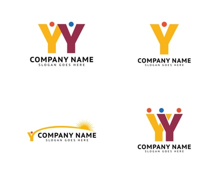 Set of Initial Letter Y People Logo Design vector