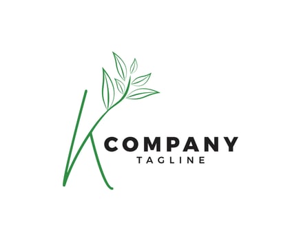 Nature Leaf Letter K Vector Logo Template