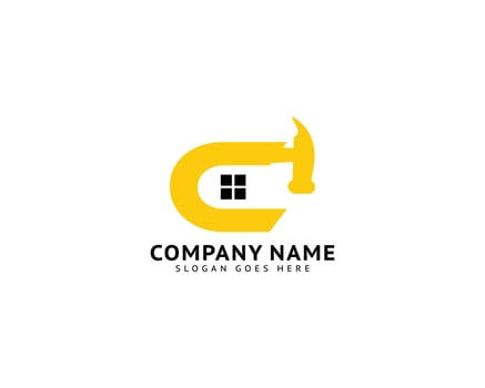 Initial Letter C Hammer Logo Design for Construction, Manufacture and Repairing vector