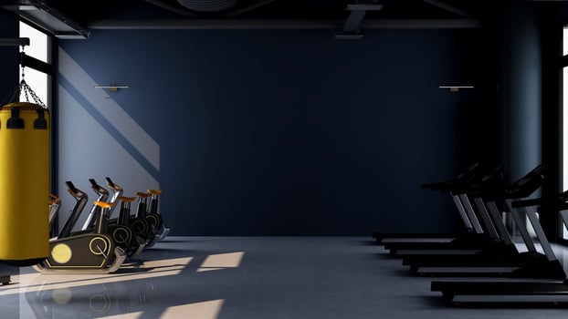 3d render modern gym fitness room logo mockup photo