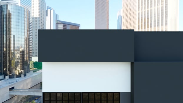 3d Rendered Company Logo Mockup Sign facade Building photo