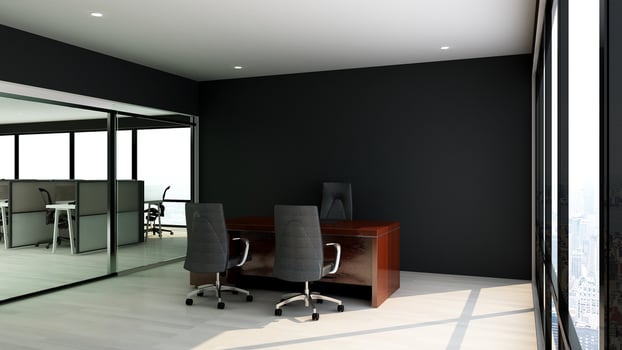 3D Render office design - manager room interior wall mockup photo
