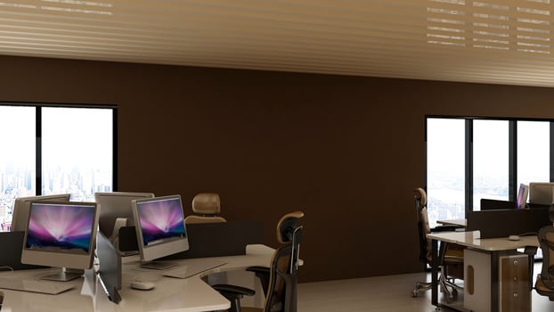 3D Render Realistic Office Workspace Modern Minimalist mockup photo