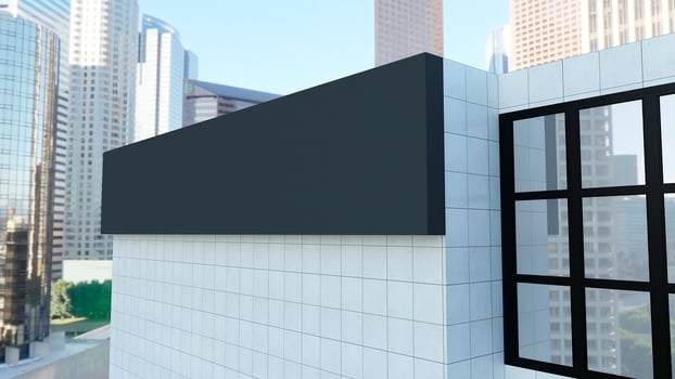 3d Rendered Company Logo Mockup Sign facade Building photo
