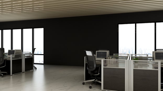 3D Render Realistic Office Workspace Modern Minimalist mockup photo