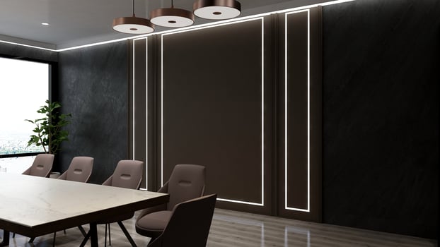 3D render office workspace modern meeting room mockup photo