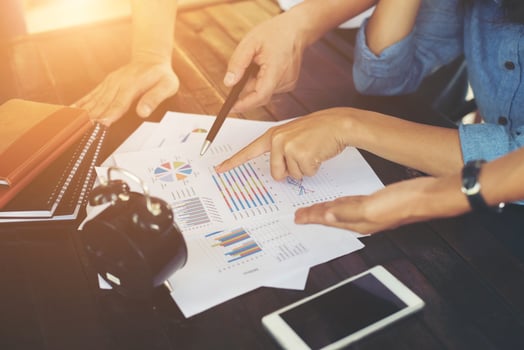 Close-up shot of an analytical team working with the latest financial results, Office life concept. photo