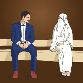 romantic illustration of muslim before marriage vector