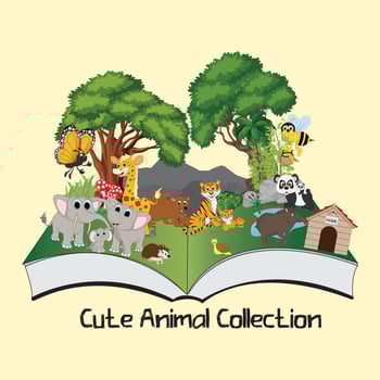cute animal cartoon illustration vector