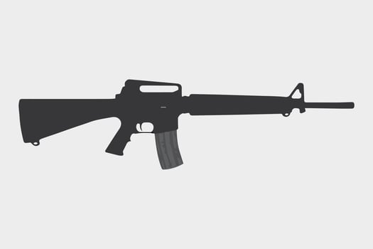 M16 USA automatic machine assault rifle silhouette flat vector illustration