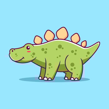 Cute Dinosaur Cartoon Icon Illustration. Animal Flat Cartoon Style vector