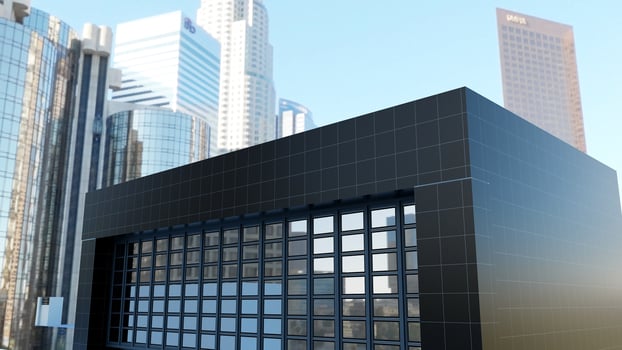 3d Rendered Company Logo Mockup Sign facade Building photo
