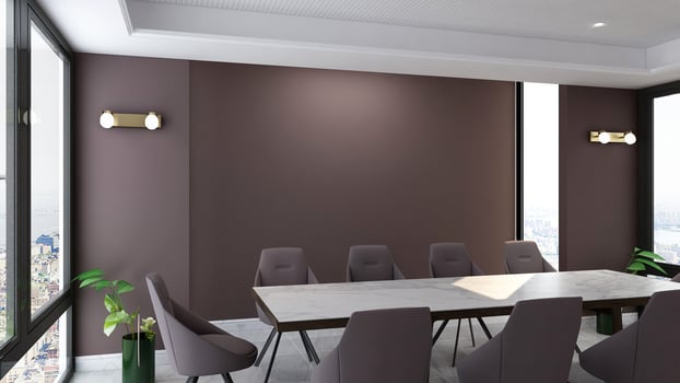 3D render office workspace modern meeting room mockup photo