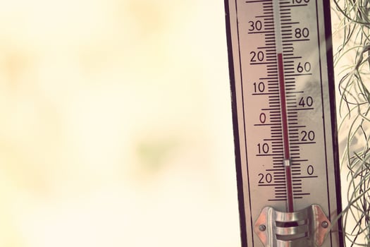 Thermometer showing temperature in degrees Celsius photo