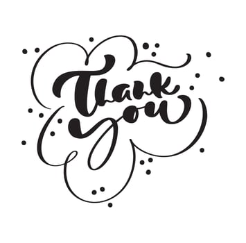 Hand drawn vector calligraphic vintage text Thank you on white background. Calligraphy lettering illustration for Thanksgiving Day