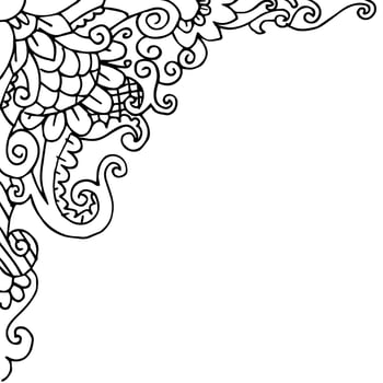 Frame Border floral line art, Vector Illustration.