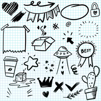 Hand drawn set doodle elements for concept design. vector illustration.