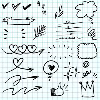 Hand drawn set doodle elements for concept design. vector illustration.