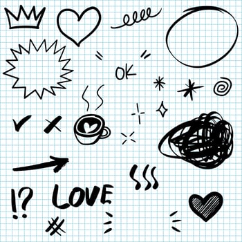 Hand drawn set doodle elements for concept design. vector illustration.