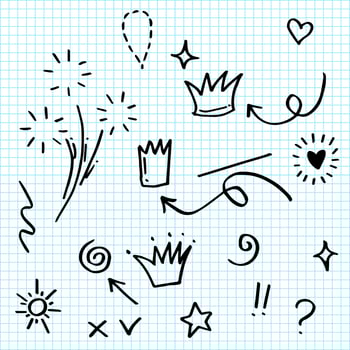 Hand drawn set doodle elements for concept design. vector illustration.