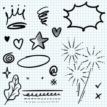 Hand drawn set doodle elements for concept design. vector illustration.