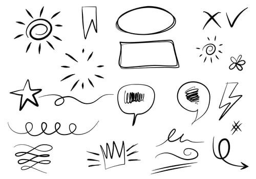 Hand drawn set doodle elements for concept design. vector illustration.