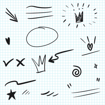 Hand drawn set doodle elements for concept design. vector illustration.