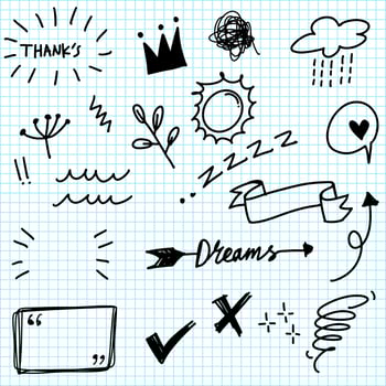 Hand drawn set doodle elements for concept design. vector illustration.