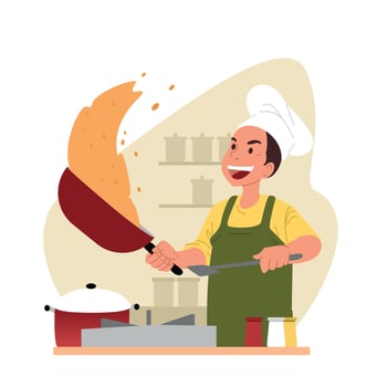 cooking with atraction in the kitchen vector