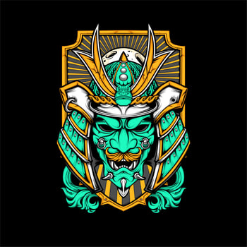 samurai helmet illustration vector