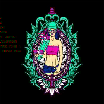 skateboard girl illustration vector
