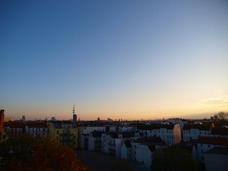 Hamburg rooftop in sunset photo