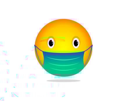 Vector illustration of emoticon wearing medical mask