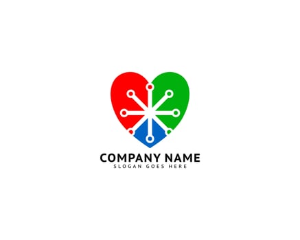 Love Tech Logo Template Design Vector