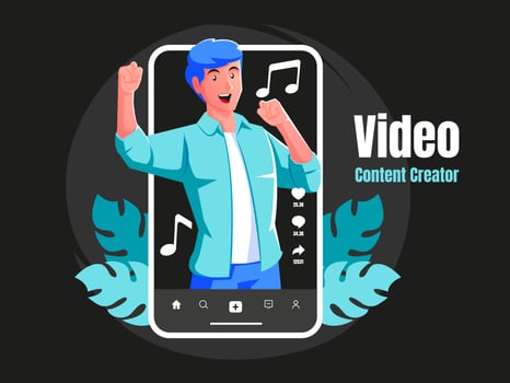 Young man dancing and singing video content vector
