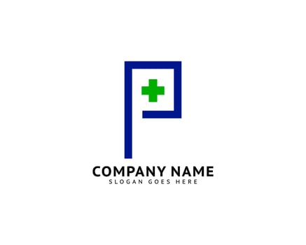 Initial Letter P Cross Plus Logo, Medical Health Care Logo Template Design vector