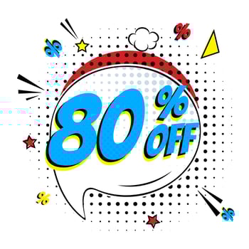 Comic lettering 80 percent off SALE in the speech bubble vector