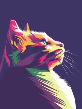 Colorful cat pop art style vector
