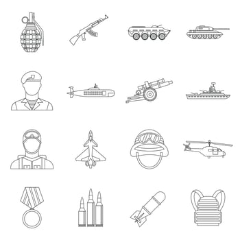 War icons set, outline style vector