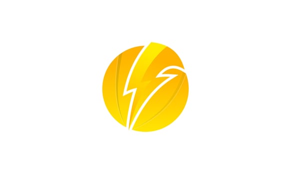 stock vector Thunder and bolt lightning flash logo icon template design yellow color