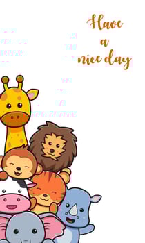 Cute animal doodle banner background wallpaper icon cartoon illustration vector