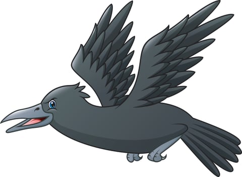 A terrible crow flying cartoon vector