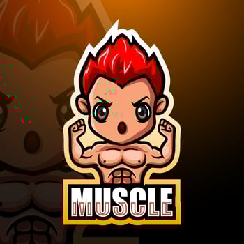 Muscle boy mascot esport logo design vector