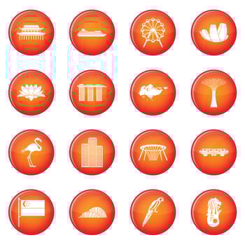 Singapore icons vector set